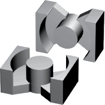 Чашкообразный магнитопровод открытого типа прямоугольной формы